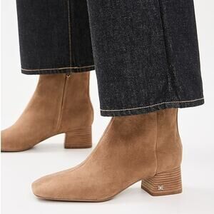 Sam Edelman Women's 5M Almond Taupe Suede Paige Ankle Boots Block Heels BR26-10
